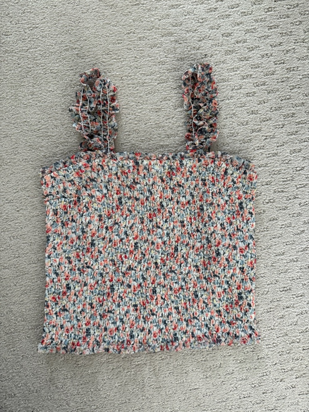 Abercrombie smocked Floral Tank Top with Ruffle Straps